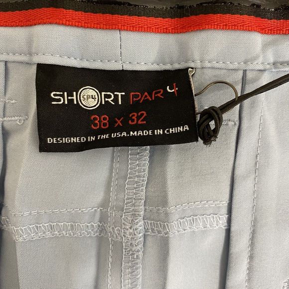 Short Par 4 Pants Mens 38x32 (41x32) Preppy Performance Golf Stretch Blue‎ Chino - Picture 11 of 15